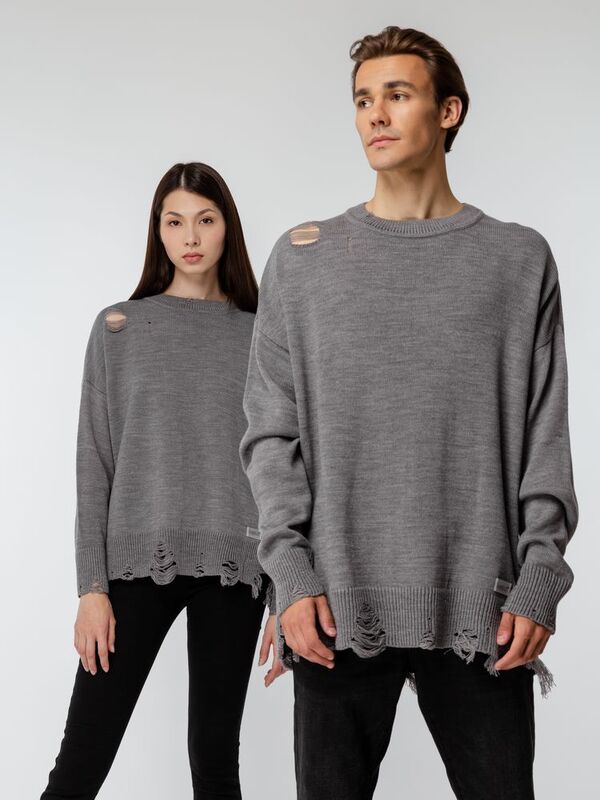 Джемпер оверсайз унисекс Grunge в сумке, серый арт.16434.11