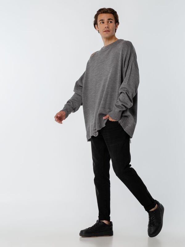 Джемпер оверсайз унисекс Grunge в сумке, серый арт.16434.11