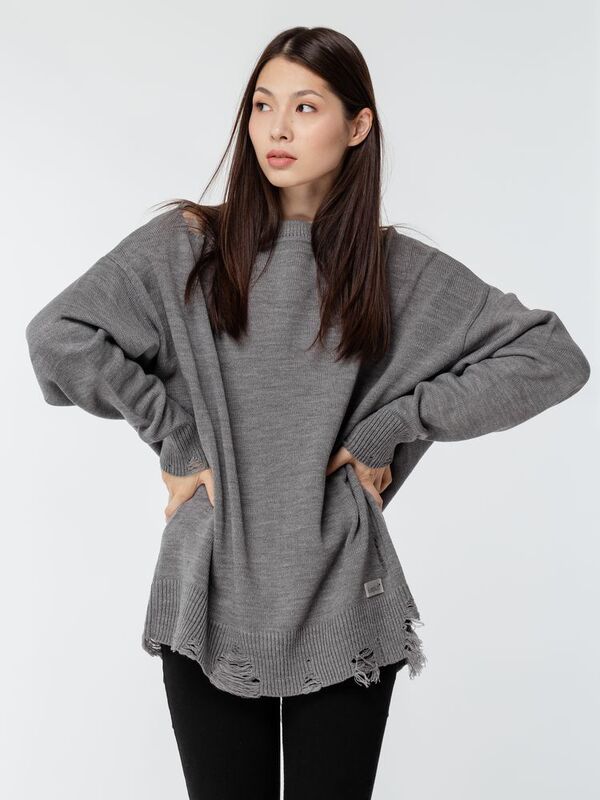 Джемпер оверсайз унисекс Grunge в сумке, серый арт.16434.11