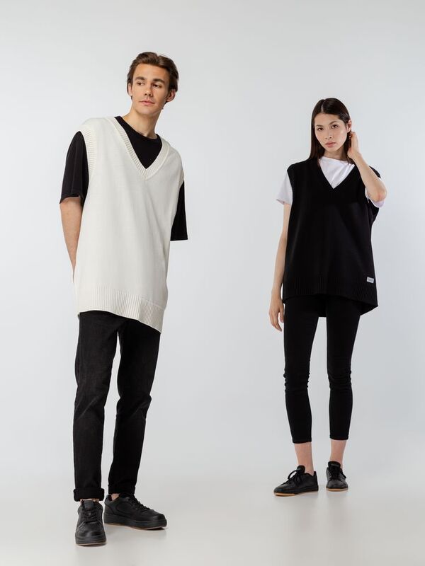 Жилет оверсайз унисекс Tad в сумке, молочно-белый арт.16435.61