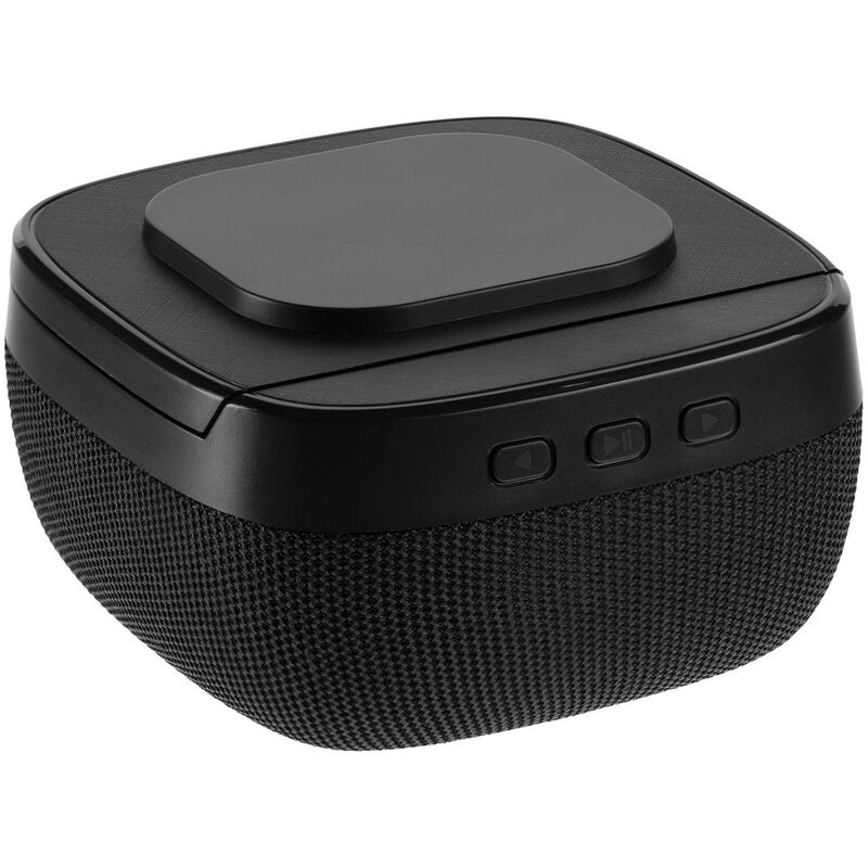 Колонка с беспроводной зарядкой Esca и подсветкой логотипа, черная арт.16305.30