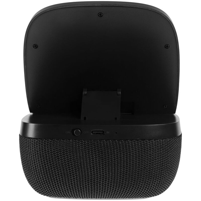 Колонка с беспроводной зарядкой Esca и подсветкой логотипа, черная арт.16305.30