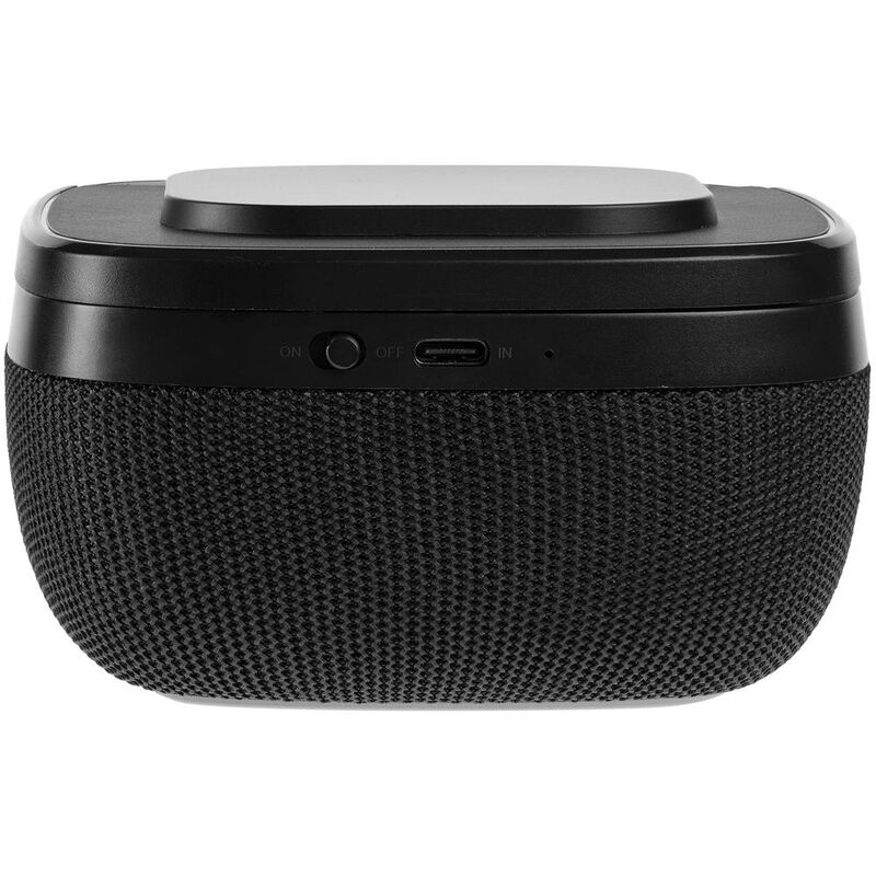 Колонка с беспроводной зарядкой Esca и подсветкой логотипа, черная арт.16305.30