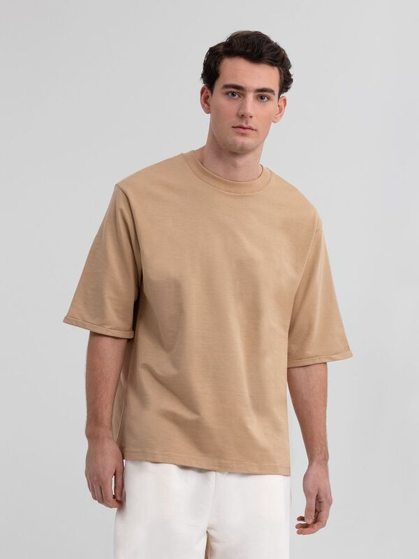 Футболка оверсайз унисекс Kosmos 2.0, бежевая арт.14610.12