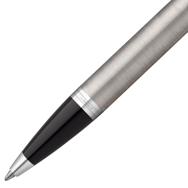 Ручка шариковая Parker IM Essential Stainless Steel CT, серебристая с черным арт.16616.00