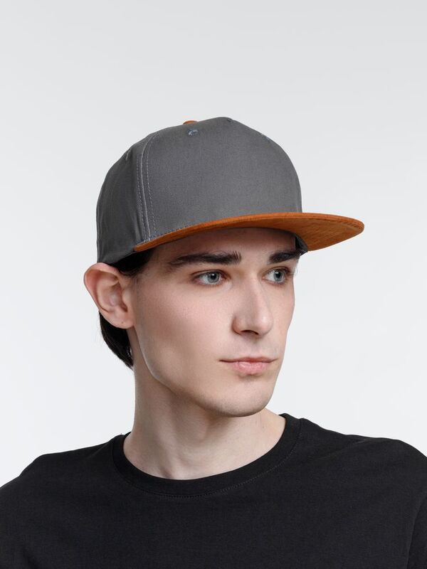 Бейсболка Foreside с прямым козырьком, серая с коричневым арт.16940.59