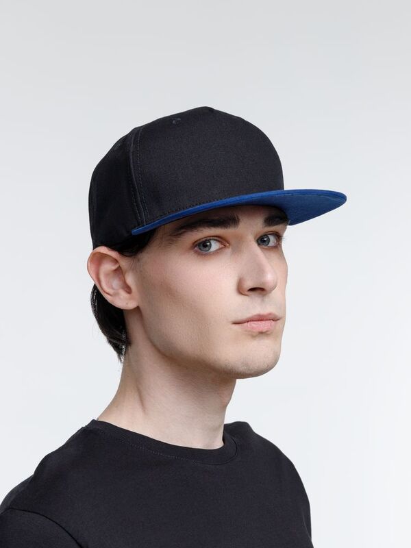 Бейсболка Foreside с прямым козырьком, черная с синим арт.16940.34