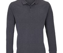 Рубашка поло унисекс с длинным рукавом Planet LSL, черный меланж арт.04241348