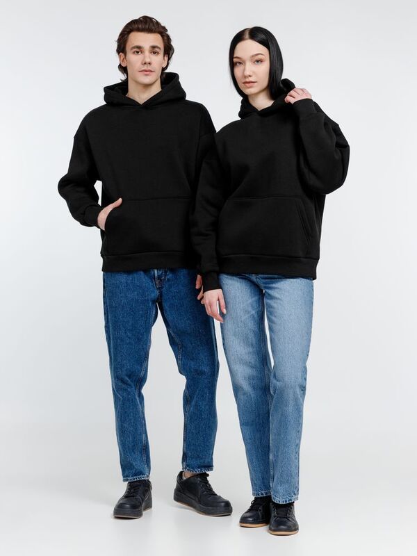 Худи оверсайз унисекс Go Easy, черное арт.16415.30