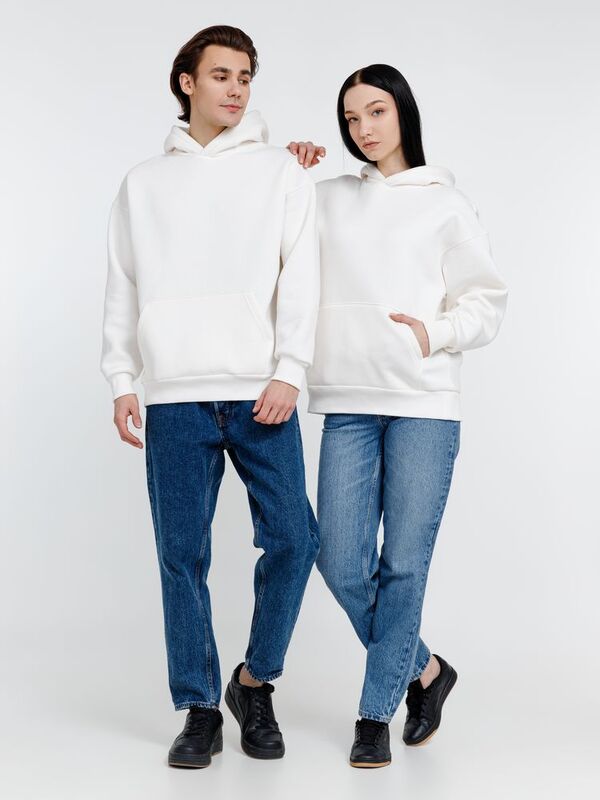 Худи оверсайз унисекс Go Easy, молочно-белое арт.16415.60