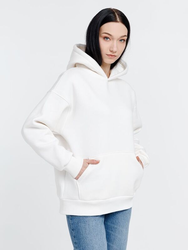 Худи оверсайз унисекс Go Easy, молочно-белое арт.16415.60