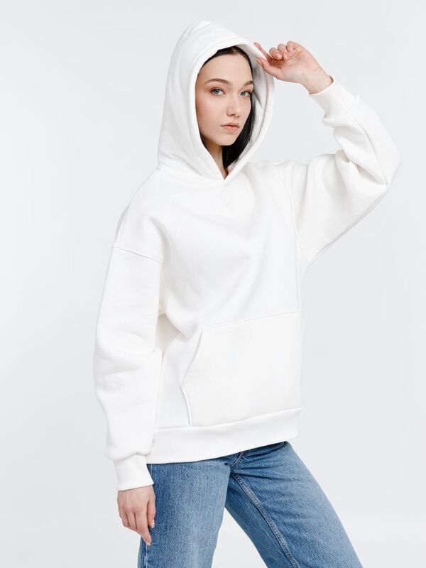 Худи оверсайз унисекс Go Easy, молочно-белое арт.16415.60