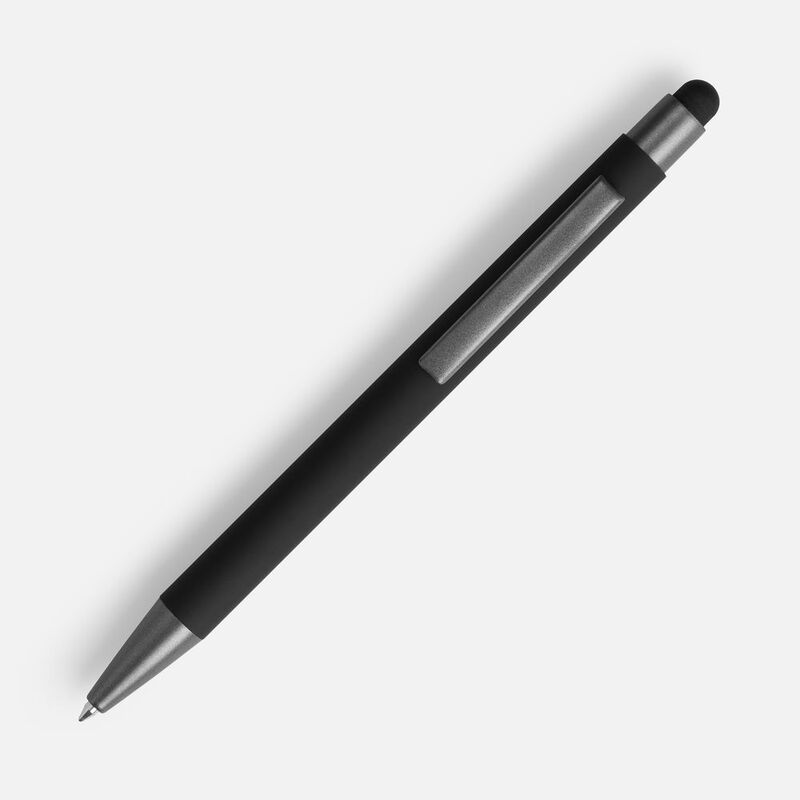 Ручка шариковая Atento Soft Touch со стилусом, черная арт.16428.30