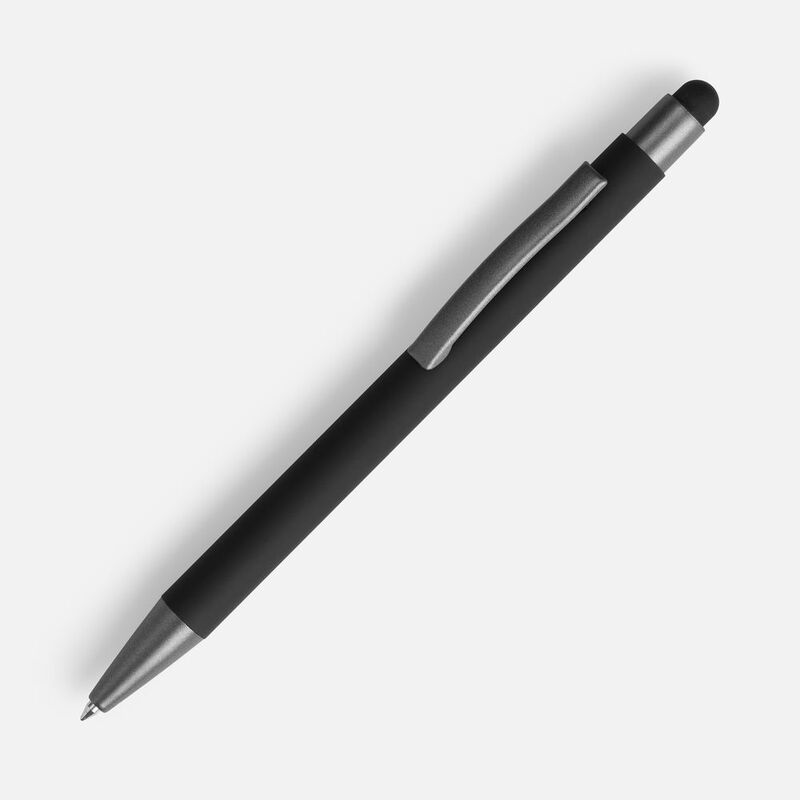 Ручка шариковая Atento Soft Touch Stylus со стилусом, черная арт.16428.30