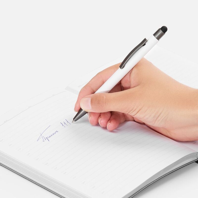 Ручка шариковая Atento Soft Touch со стилусом, белая арт.16428.60