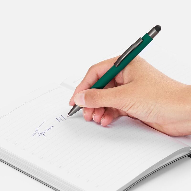 Ручка шариковая Atento Soft Touch со стилусом, зеленая арт.16428.90