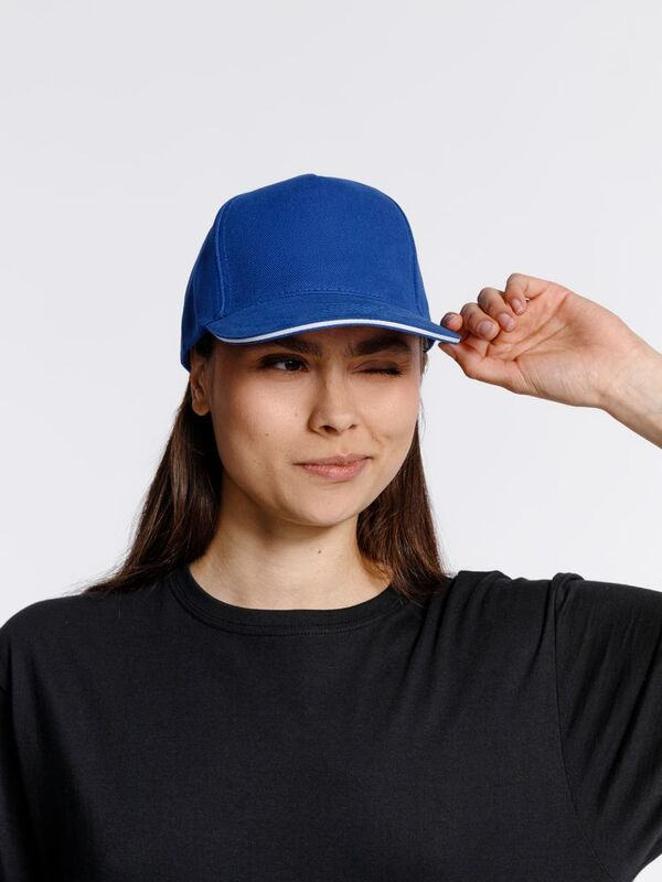 Бейсболка Classic, ярко-синяя с белым кантом арт.15848.44