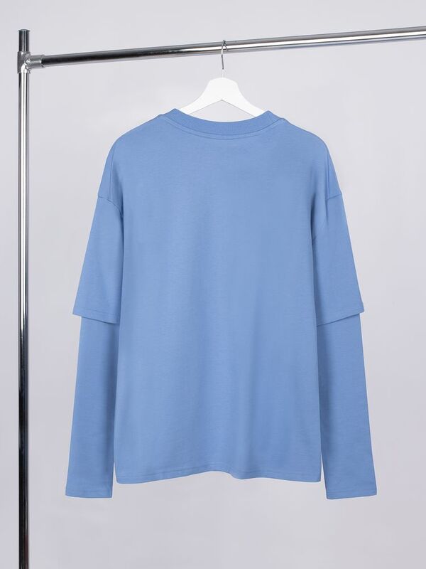 Футболка оверсайз с двойным рукавом Kosmos, синяя арт.19180.44