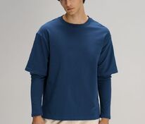 Футболка оверсайз с двойным рукавом Kosmos, темно-синяя арт.19180.40