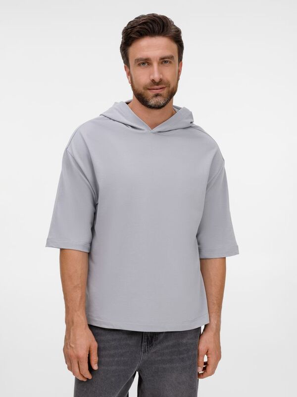 Футболка оверсайз унисекс с капюшоном Neofit, светло-серая арт.19186.10