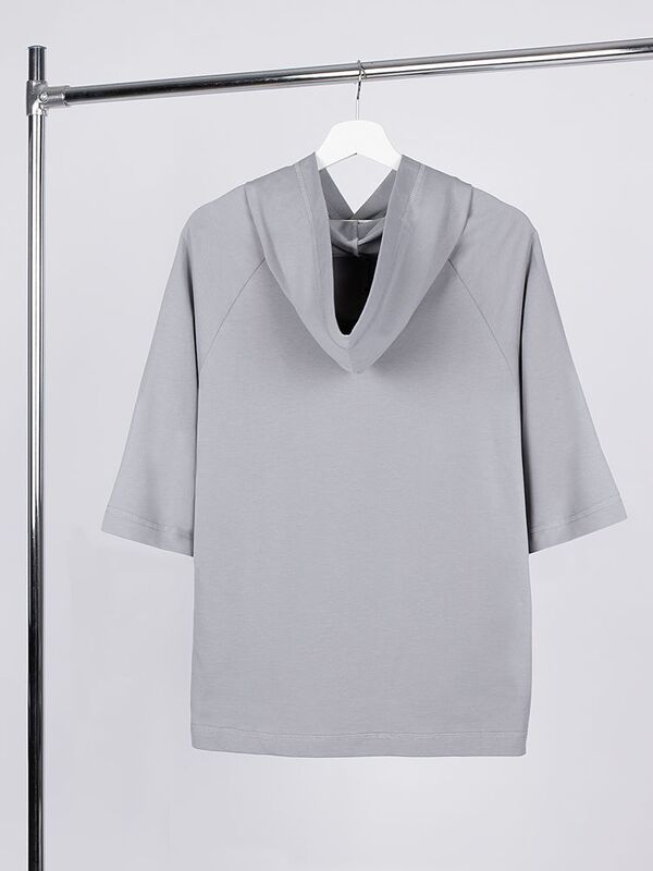 Футболка оверсайз унисекс с капюшоном Neofit, светло-серая арт.19186.10