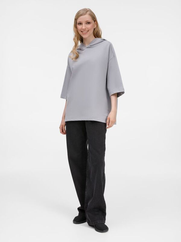 Футболка оверсайз унисекс с капюшоном Neofit, светло-серая арт.19186.10