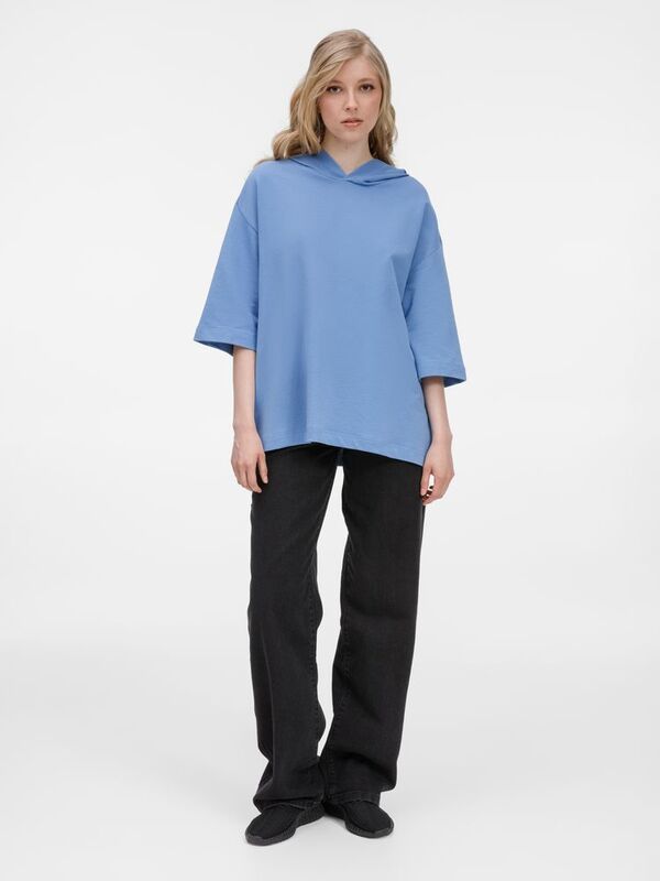 Футболка оверсайз унисекс с капюшоном Neofit, синяя арт.19186.44