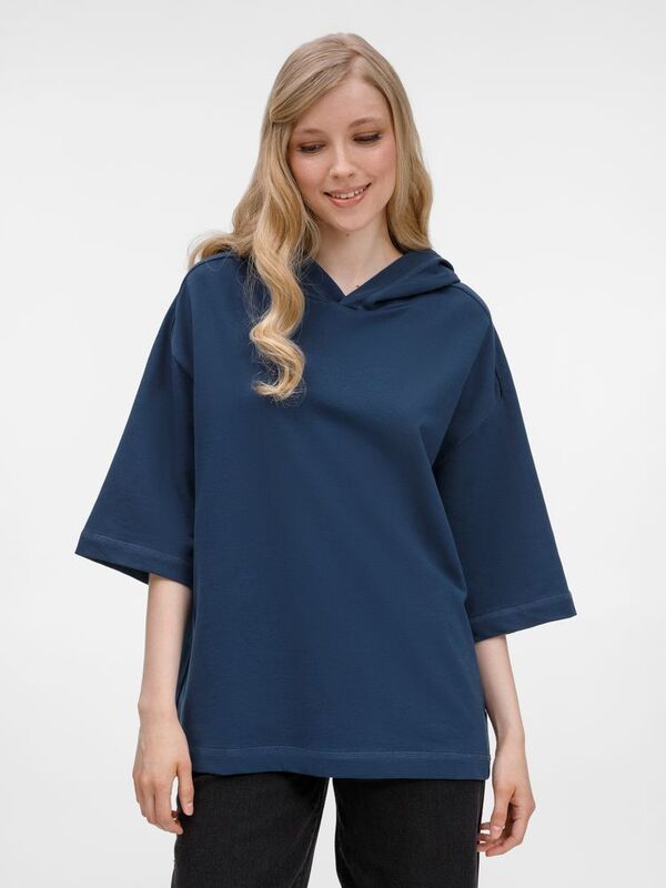 Футболка оверсайз унисекс с капюшоном Neofit, темно-синяя арт.19186.40