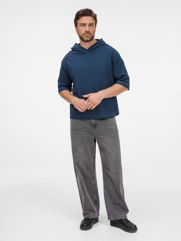 Футболка оверсайз унисекс с капюшоном Neofit, темно-синяя арт.19186.40