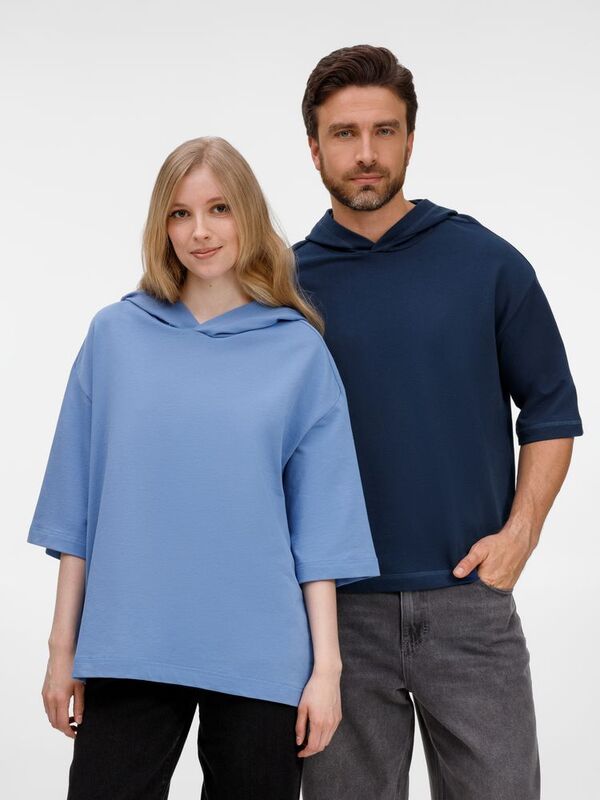 Футболка оверсайз унисекс с капюшоном Neofit, темно-синяя арт.19186.40