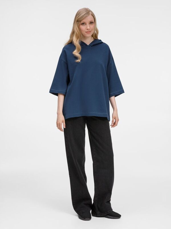 Футболка оверсайз унисекс с капюшоном Neofit, темно-синяя арт.19186.40