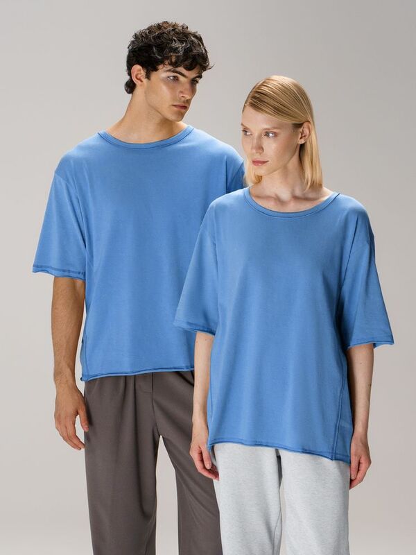 Футболка оверсайз унисекс Vozduh, синяя арт.19189.44