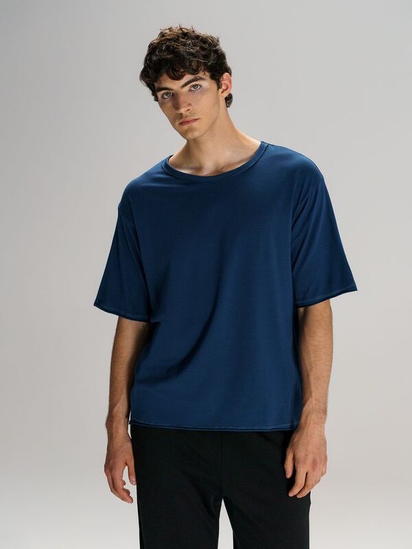 Футболка оверсайз унисекс Vozduh, темно-синяя арт.19189.40
