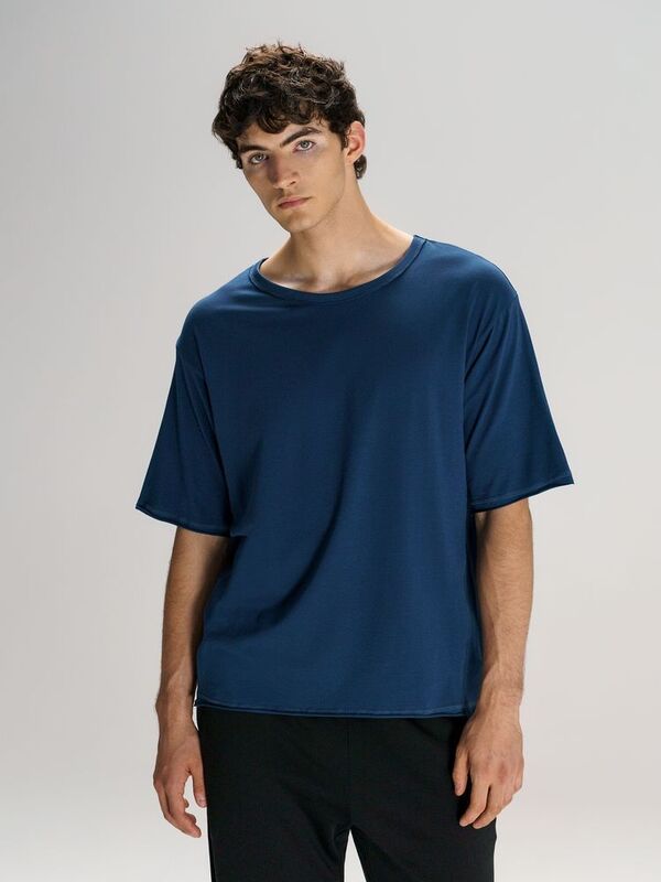 Футболка оверсайз унисекс Vozduh, темно-синяя арт.19189.40