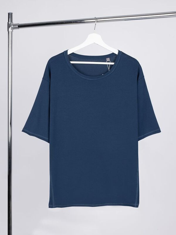 Футболка оверсайз унисекс Vozduh, темно-синяя арт.19189.40