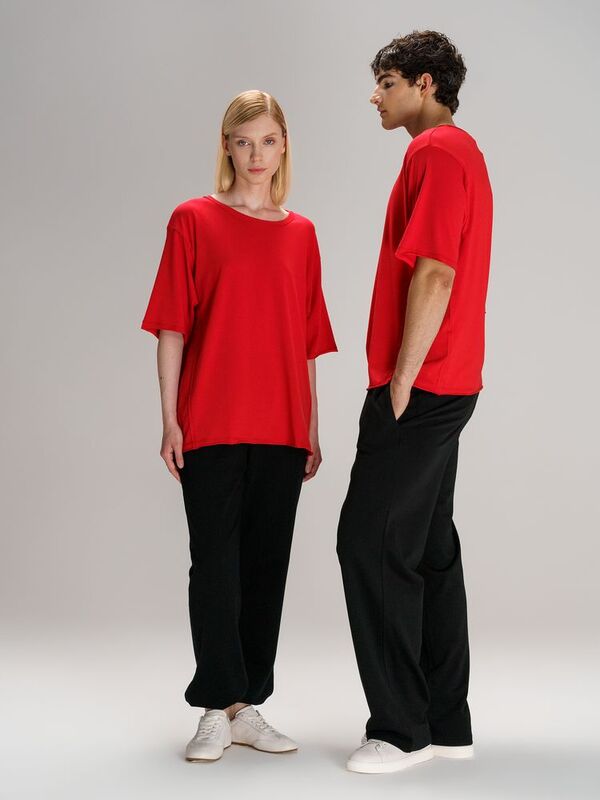 Футболка оверсайз унисекс Vozduh, красная арт.19189.50