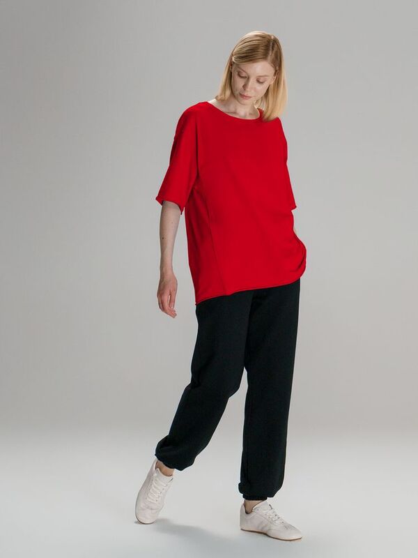 Футболка оверсайз унисекс Vozduh, красная арт.19189.50
