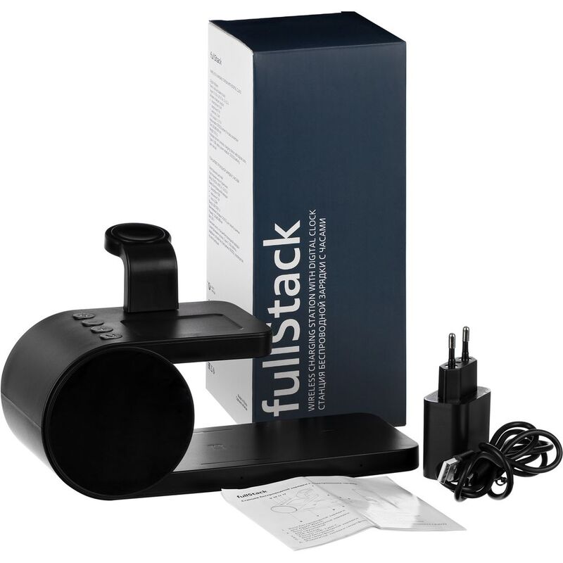 Станция беспроводной зарядки с часами fullStack, черная арт.16460.30