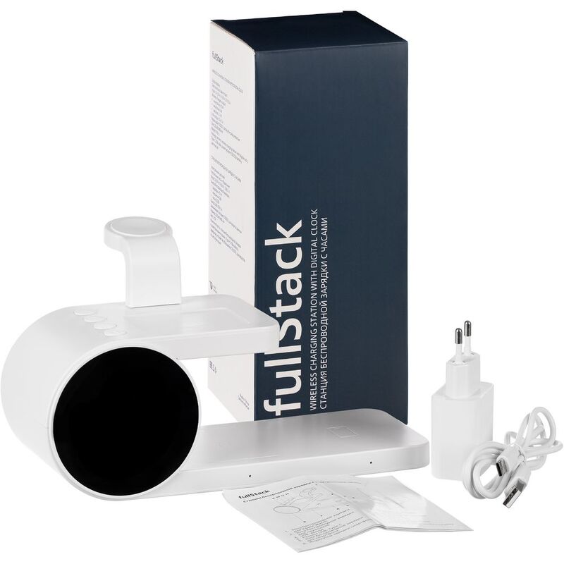 Станция беспроводной зарядки с часами fullStack, белая арт.16460.60