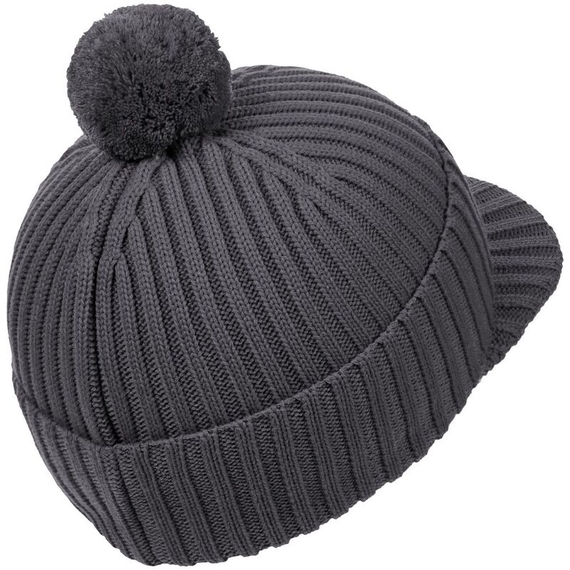 Вязаная шапка с козырьком Peaky, серая (антрацит) арт.16925.28