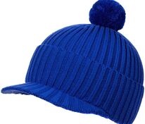 Вязаная шапка с козырьком Peaky, синяя (василек) арт.16925.77