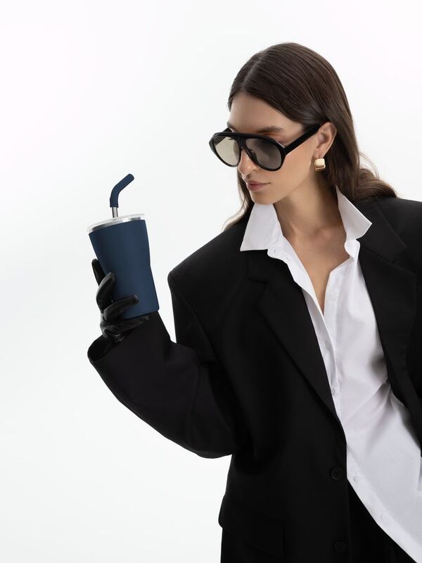 Термостакан Sapporo без логотипа, темно-синий арт.16485.43