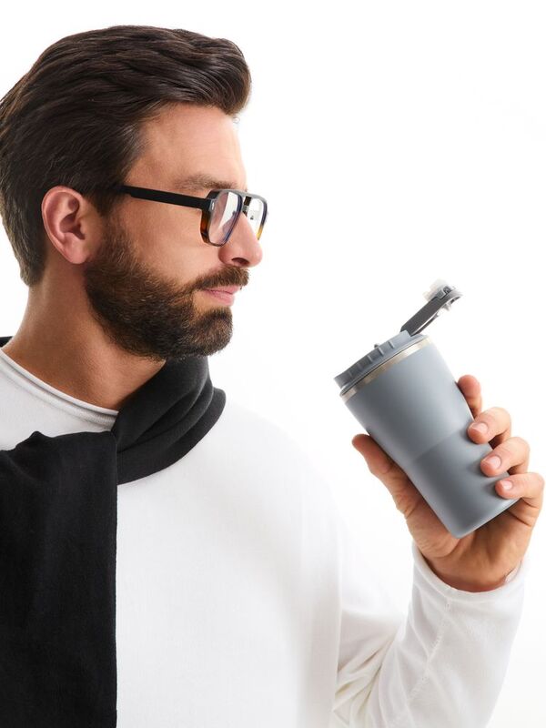 Термостакан Sapporo без логотипа, серый арт.16485.10