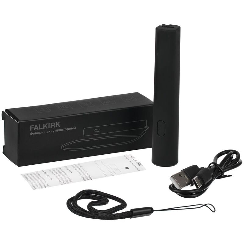 Фонарик аккумуляторный Falkirk, черный арт.63003.30