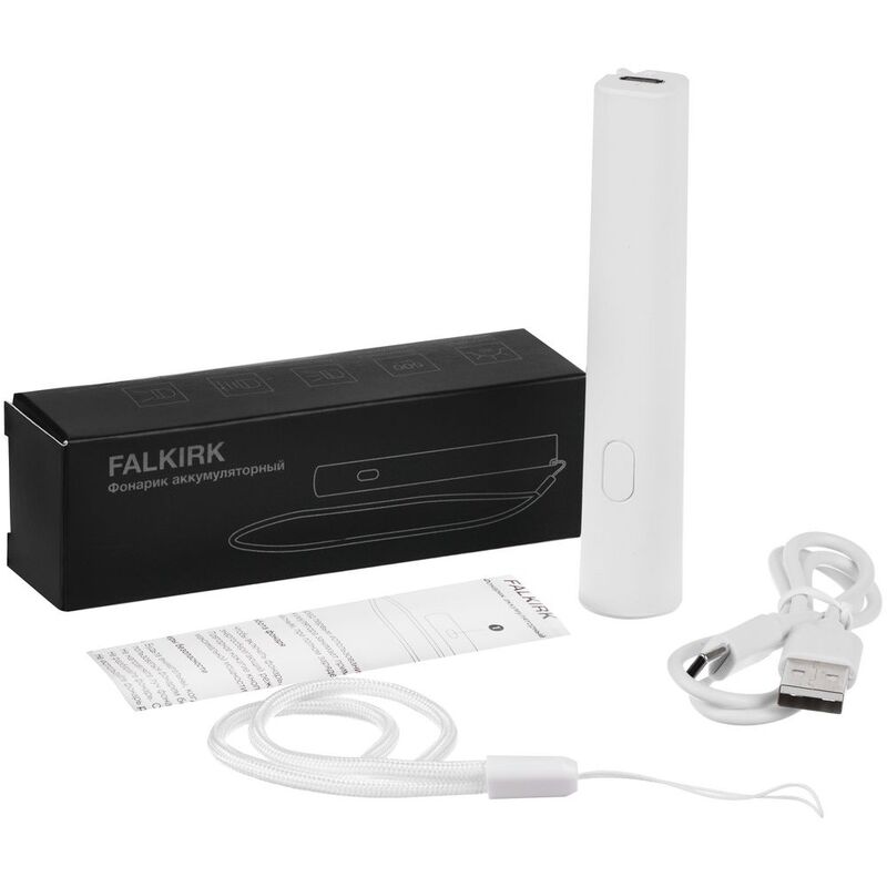 Фонарик аккумуляторный Falkirk, белый арт.63003.60