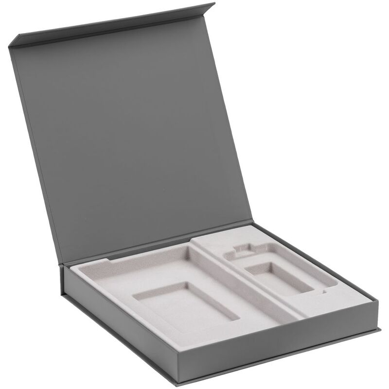 Коробка Modum с флокированным ложементом под ежедневник 13х21 см и аккумулятор, серая арт.17241.10