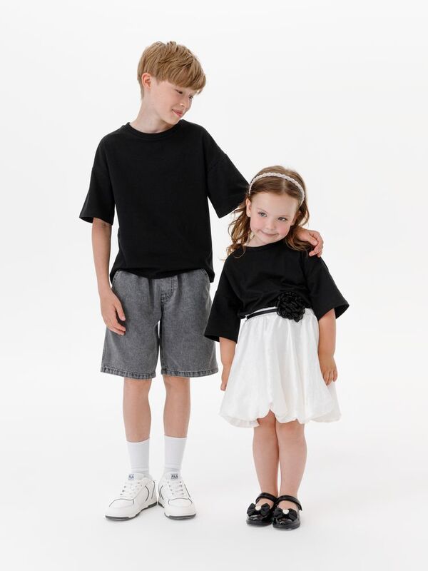 Футболка детская оверсайз Teezer, черная арт.16963.30