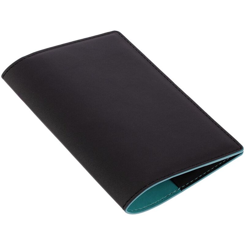 Обложка для паспорта Multimo, черная с бирюзовым арт.17343.49