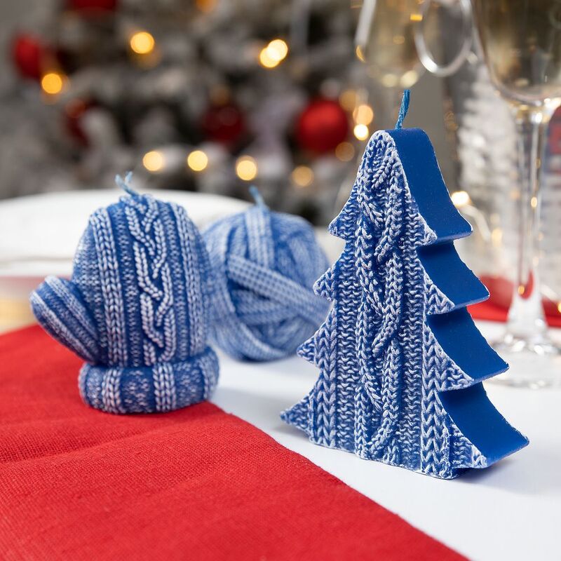 Свеча Kniteam, елка, синяя арт.19335.40