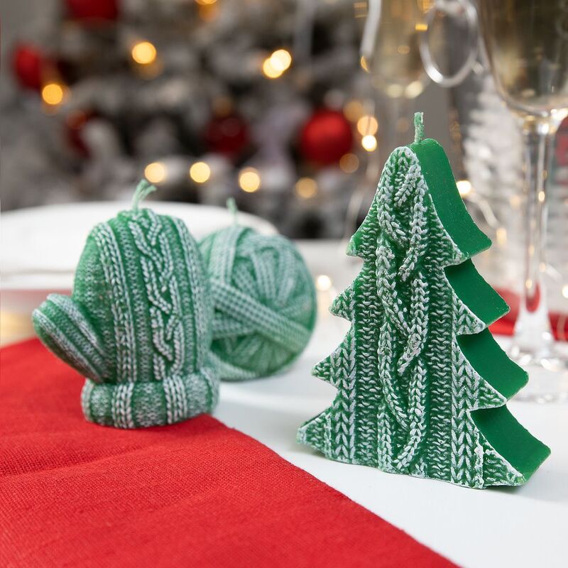 Свеча Kniteam, елка, зеленая арт.19335.90